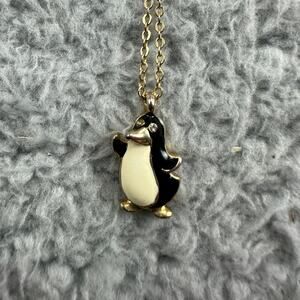 Vintage Enameled Gold Toned Penguin Pendant
